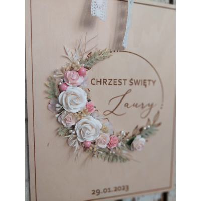 Pamiątka Chrztu Świętego w formie obrazka - wersja dla dziewczynki